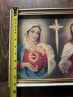 Vintage Marian Center Fl Sacred Heart Jesus Mary Religious Framed Art Print