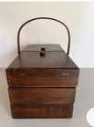 Vintage Wooden Accordion Fold Out Sewing Box Made In Romania Nice Condition