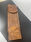 Antique Wood Book Slide Folding Hinged Hand Walnut With Carved Mouse Man