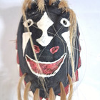 Vtg Yaqui Pascola Goat Mask Wall Decor Carved Wood   Horse Hair Painted Signed