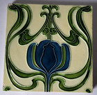 Lovely Original Vintage Victorian Art Nouveau Tubeline Design Ceramic Tile 6  Sq