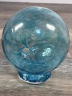 Vintage Glass Float Witch Ball Hand Blown Art Glass Bright Blue Orb 3 1 2   