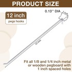 100 Pack 12 Inch Stainless Steel Pegboard Hooks Shelving Display Tool Organizer