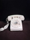 Vintage Rotary Desk Phone White Western Electric Bell System Telephone Works