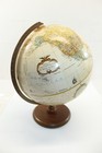 Vintage World Globe 12  Classic Series With Mountain Regions On Wood Stand