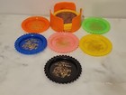 Vntg Fabulous Las Vegas Drink Coaster Set Of 6   Stand Colorful