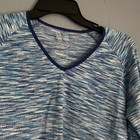 Young Usa Top Size S Blue Long Sleeve W thumbholes  V-neck  Poly Blend 