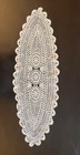 Vintage Handmade Crochet Lace Table Runner Doily 31x10 Oval Scalloped Edge Cream