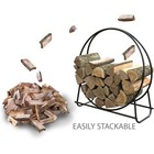 Panacea Open Hearth 20 Inch Tubular Steel Log Hoop For Storing Firewood  Black