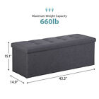 43  Folding Storage Ottoman Bench Storage Chest Footrest With Padded Seat Gray