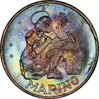 1975 San Marino 500 Silver Lire Original Package Included Monster Rainbow Toned