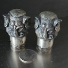 Fascinating Russian Imperial Silver Vodka Cups Elephant Jeweled Eyes Rappaport