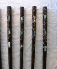 10-pc lot 50s Japanese Wakasa Urushi Lacquer Mop Abalone Inlay Chopsticks   Box