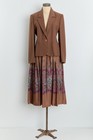 80s Cocoa Multi Color Pleated Paisley Print Skirt L