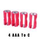 4 Aaa To C Size Battery Converter Adapto adapter Case Holder Storage Plastic Box