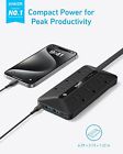 Anker 10-in-1 Flat Plug Power Strip 300j W  6 Ac Outlet 2 Usb 2 Usb C Ports 5ft