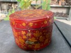 Vintage Rare Hand-painted Floral   Snail Motifs Tin Metal Round Box Container