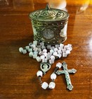 Antique Sterling Silver Rose Quartz Chaplet For The Dead Rosary   Victorian Case