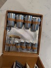 True Vintage 1960s Brown Leather Hard Case Suitcase Travel Bar Set W  Cups