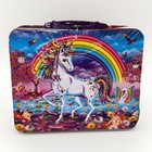Lisa Frank Unicorn Fantasy Tin Lunch Box Rainbow Mischief Embossed Butterflies