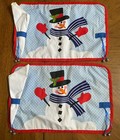 Wmg Christmas Placemats Applique Snowman Fabric Napkin   Real Bells 19 5 x13 