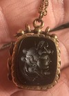 Antique victorian  Two Sided Photo Locket Pendant Black Onyx  see Description 