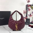 Women s Elegant Burgundy Quilted Hobo Bag  Gold Logo Underarm Handbag
