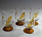 Vintage  Art Deco Decanter   Four Cocktail Glasses Cut Crystal Modernism 1930