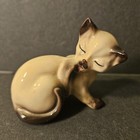 Siamese Cat Kitty Figurine Hand Painted Ceramic Pottery Vintage Japan