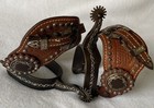 Men s Vintage Lightly Used Heavy Duty Long Shank Barbwire Spurs   Wide Straps