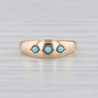 Antique Glass 3-stone Baby Ring 10k Yellow Gold Small Size Band