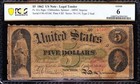 Rare 1862  5  greenback  Us Legal Tender Note  Pcgs 6  Free Shipping  45166