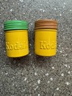 Lot Of 2 Vintage Kodak Metal Film Canisters W  Screw On Lids With Spent Film