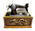 Vintage Singer Sewing Machine Replica Mini Wooden Storage Box With Thread