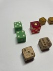 Lot Of 9 Antique Vintage 70s-80s Lot Of D6 Dice Casino  Wood  Green  16mm 12mm