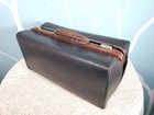 Vintage Black Leather Doctors Bag Metal Clasp  Retro Medical Satchel Travel Case