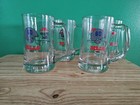 Pizza Hut Buffalo Bills Collectible Clear Glass Mugs Set 1987 Original