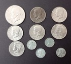 Us Silver Dollar Coin Lot 7 Coins  1976 Silver Dollar   6 Kennedy Halves  Read 