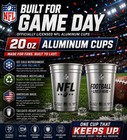 Nfl 20 Oz Aluminum Cups Set Of 4 Choose Team Or Custom Mix Reusable Licensed New