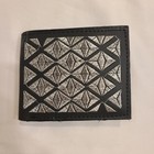 Handcrafted Men s Leather Bifold Wallet - Black Diamond Pattern