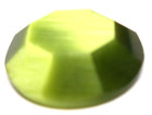 20 Vintage Czech  Green Glass Cat Eye Faceted Cabochons 11mm Round Flat Back