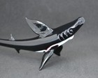 Black Glass Shark Sculpture - Blown Glass Shark Figurine - Fish Decor For Shelf
