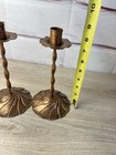 Vtg Mid-century Modern Hammered Copper Swirl Candlestick Holders Pair Nekrassoff