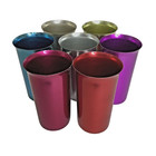 Vtg Colorful Anodized Aluminum Tumblers 7 Mcm Retro Barware 4 5  Cups Rainbow