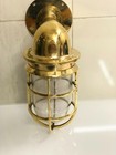 Nautical Brass Ship Wall Light With Cage Vintage Marine Bulkhead Lamp 1pc