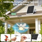 Solar Fan For Gazebo With Light  18000mah Rechargeable Solar Powered Patio 