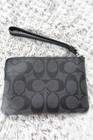 Coach F87591 Signature Pvc Double Corner Zip Wristlet Wallet - Black