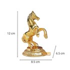 Golden Finish Jumping Horse Metal Statue Figurine Decor Idol