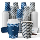 100 Pack 12oz Paper Coffee Cups With Lids - Disposable Hot Beverage Cups