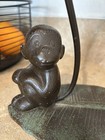 Vintage Cast Iron Monkey Leaf Banana Grape Holder Tail Hanging Hook Tiki Bar
